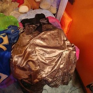 Size 9 Black and Dark Gold Prom Dress. Beautiful!!